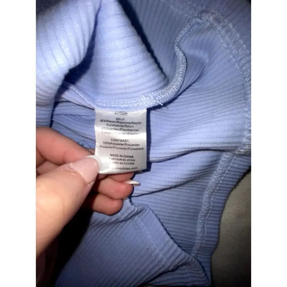 DOLAN Left Coast Blue Puff Sleeve Blouse Size Small - Picture 4 of 5